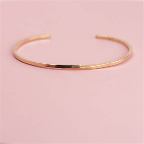 14K Solid Gold Cuff Bracelet, 14k Solid Gold Bangle, Minimalist Bangle ...