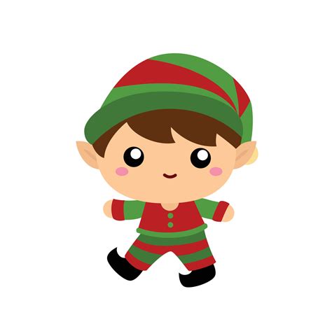 Cute Christmas Elf Kids Illustration Vector Clipart 15216078 Vector Art ...