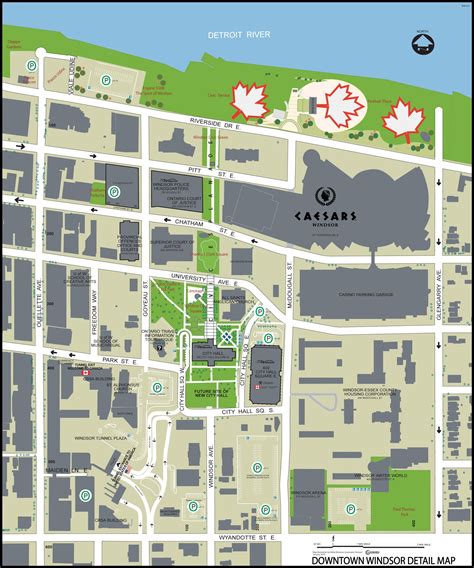 Windsor downtown tourist map - Ontheworldmap.com
