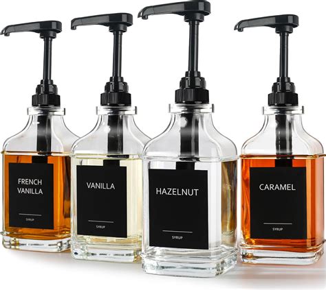 GMISUN Coffee Syrup Dispenser for Coffee Bar, 4 Pack Syrup Pump ...