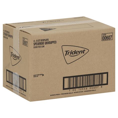 Trident Spearmint Gum, 50 Count, 6 Per Box, 4 Per Case