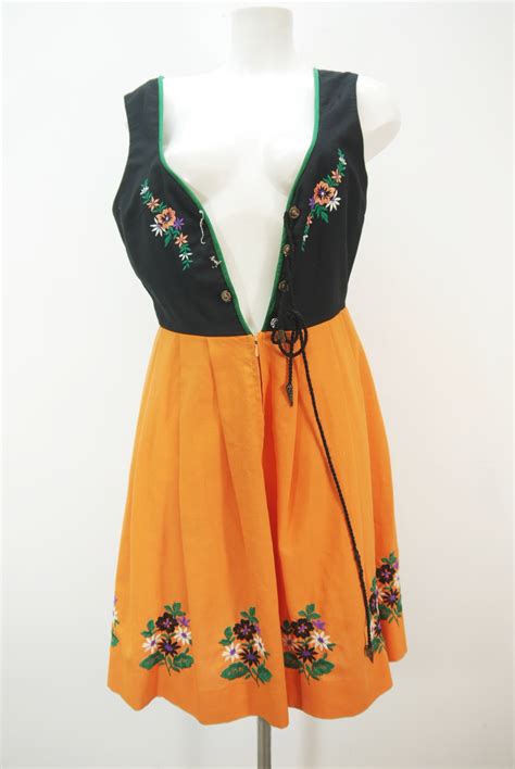 Höck Dirndl schwarz mit Balkonett süßes Vintage Dirndl ohne Schürze Gr.40