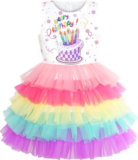 Sunny Fashion Girls Dress Birthday Princess Rainbow Cake Balloon Size 3 Years : Amazon.ca ...