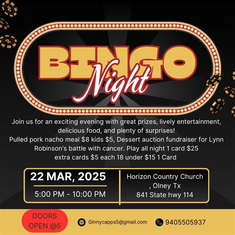 Bingo & Dessert auction , 841 SH 114 East P.O. Box 344, Olney, TX, 22 ...