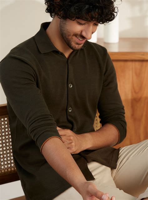 Buy Robusta Knit Shirt | Casual Brown Solid Shirts for Men Online | Andamen