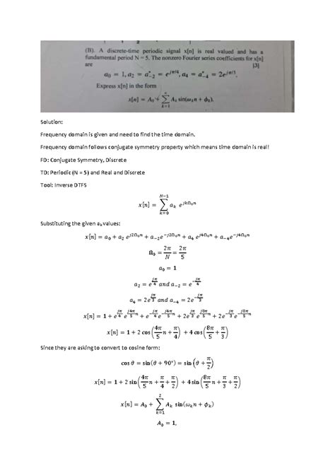 241117 Final Exam Solution: Time Domain from Frequency Domain Analysis ...