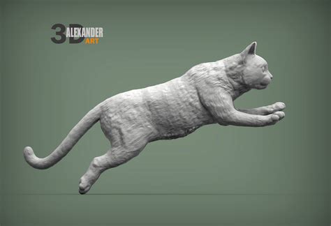 Jumping Cat 3D Print Model by Alexander3dart