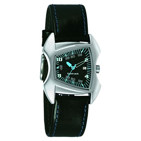 Buy Online Fastrack Quartz Analog with Date Black Dial Leather Strap ...