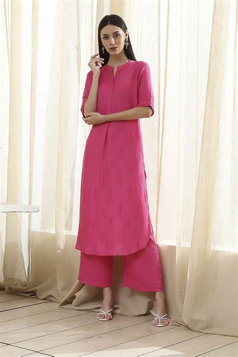 Buy Blush Pink Straight Kurta Set Online at Biba India