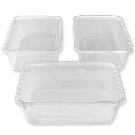 2XRectangular Microwave Plastic Food Container, Clear, 750 ml, Set of ...