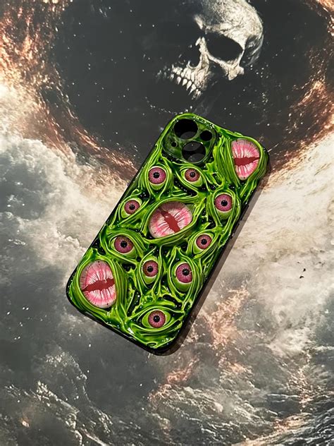 3D Resin Horror Aesthetic Phone Case Handmade Goth Eyes Cool Decoden ...