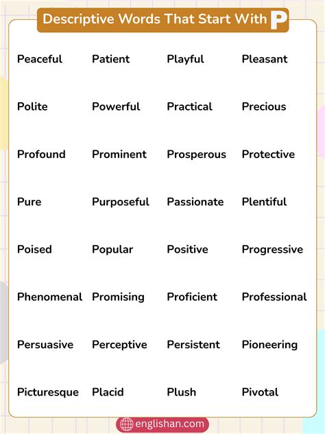 40 Descriptive Words That Start With P in English