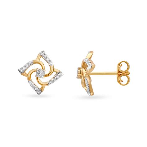 Exquisite Floral Diamond Stud Earrings in Yellow and White Gold