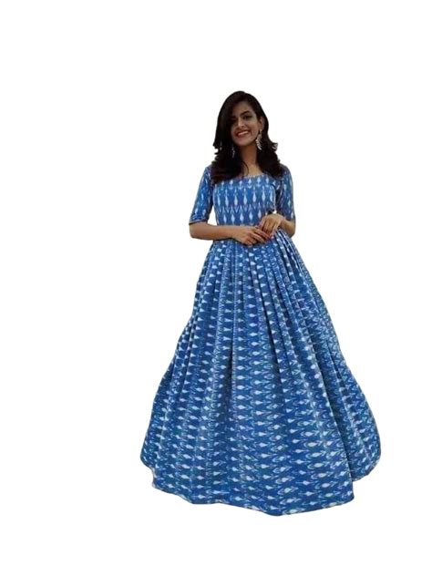 Buy AASHA FASHION Women's Fit & Flare Solid Cotton Round Neck Gown ...