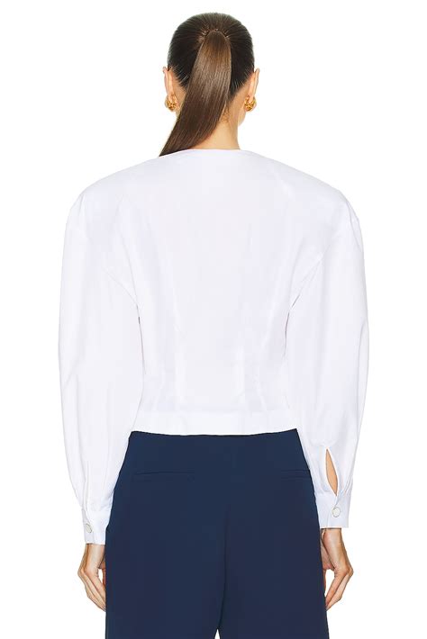 Rowen Rose Popeline Blouse in White | FWRD