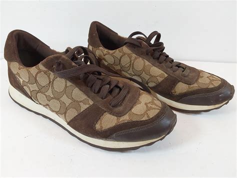 COACH Mason Jacquard Brown Tennis Shoes Sneakers Womens Sz 8.5 | eBay