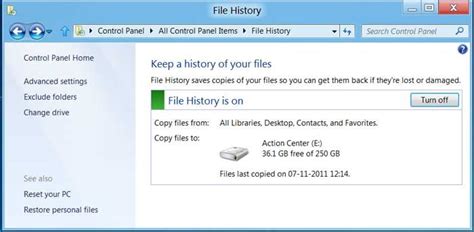 Image result for File History in Control Panel