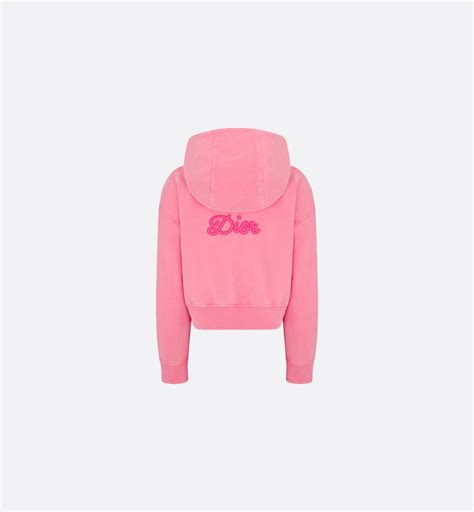 Kids' Zipped Hooded Sweatshirt Pop Pink Cotton Fleece | DIOR