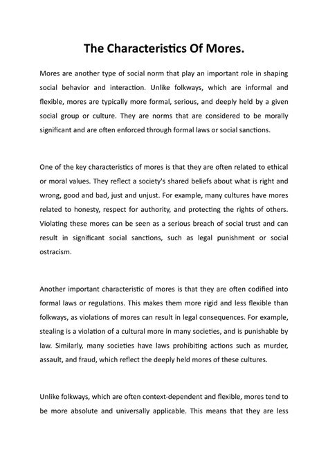 Note on The Characteristics Of Mores - The Characteristics Of Mores ...