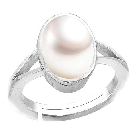Buy Accurate Traders Natural Sachha Moti Stone Silver Adjustable Ring 7 ...