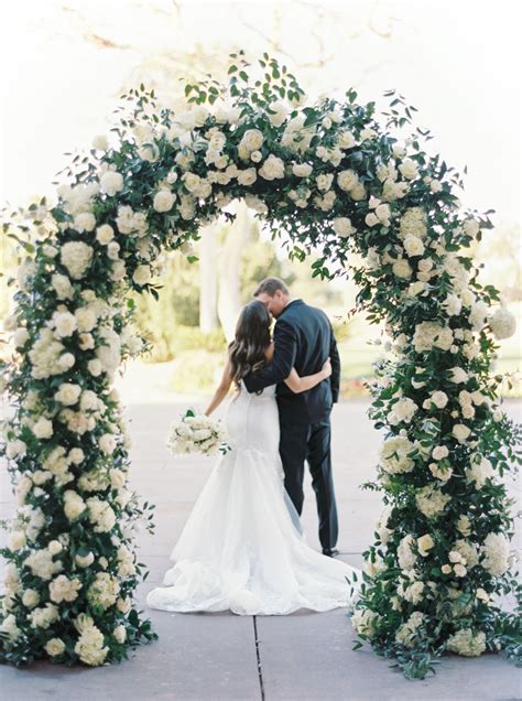 Wedding Ceremony white rose arbor | White wedding arch, Wedding arch ...