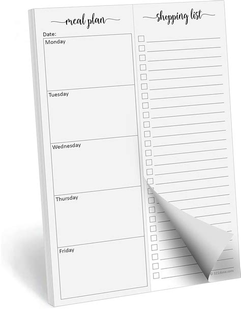 Buy 321Done Meal Planning Notepad, 5.5x8.5, Made in USA, M-F Weekly ...