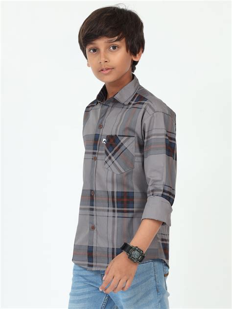 Buy Grey Broadchecks Boy Shirt Style Online In India