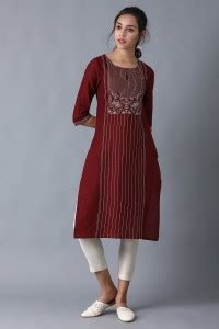 W Women Embroidered Straight Kurta - Buy W Women Embroidered Straight ...