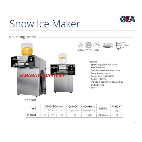 Jual GEA Snow Ice Maker Air Cooling System SN-180ZB Mesin Pembuat Es ...
