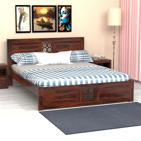 Pearl Sheesham Wood Queen Size Bed in Rosewood Finish– WOODPEEL ...