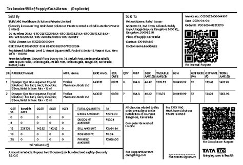 Medibuddy Invoice 56908117 1 - Tax Invoice/Bill of Supply/Cash Memo ...
