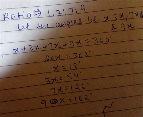 . The angles P, Q, R and S of a quadrilateral are in the ratio 1:3:7:9 ...