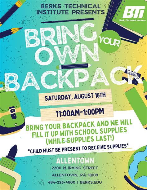 Bring Your Own Backpack – Back-to-School Bash at BTI Allentown - Berks ...