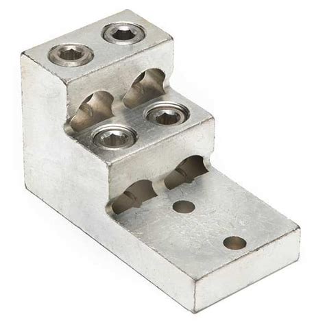 Burndy Mechanical Lug, 600 kcmil Max, 4 Conductor, 2 Hole, 3/8 in Stud ...