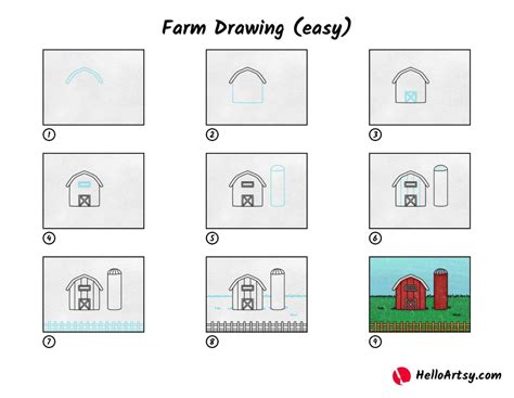Farm Drawing (easy) - HelloArtsy