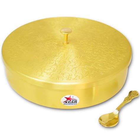 Brass Masala Box, Spice Container with 7 Compartments, 7 Inch Dabba ...