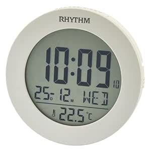RHYTHM Elegant Round White Color Plastic Case LED Beep Alarm Snooze ...