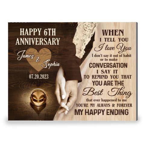 Happy 6th Wedding Anniversary Canvas Print Meaningful Gift For Couple ...