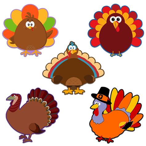 Thanksgiving Turkey Classroom Decorations - 30pcs Cut-Outs for Fall ...