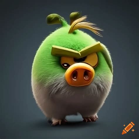 Angry Bird and green pig mixed baby in a dark and hyper realistic ...