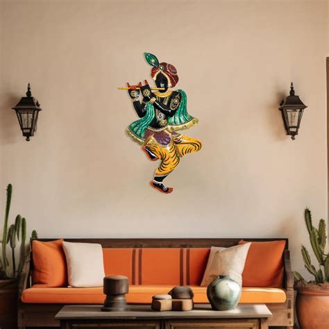 Ekhasa Krishna Metal Wall Hanging Decoration Item for Living Room, Bed ...