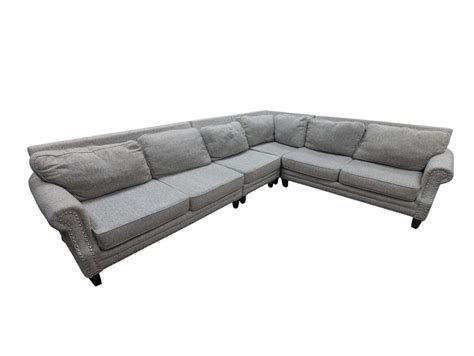 Light Gray Modular Studded Cloth Sectional - The Good Couch