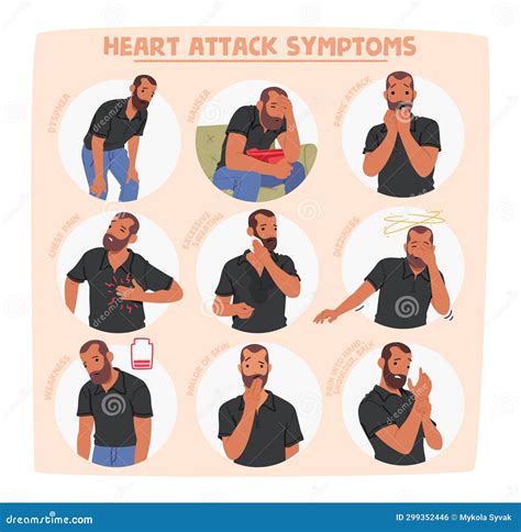 Male Character with Heart Attack Symptoms. Dyspnea, Panic Attack, Chest ...