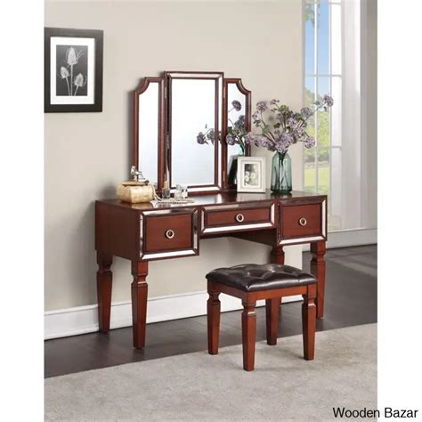 Wooden Bazar Eren Vanity dressing table with mirror with stool | Wooden ...