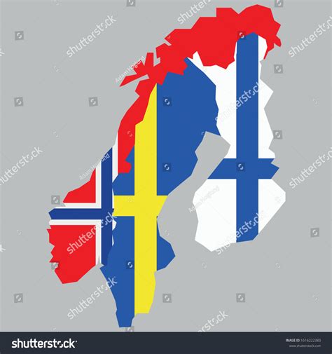 Map Flags Over Nordic Countries Sweden Stock Vector (Royalty Free ...