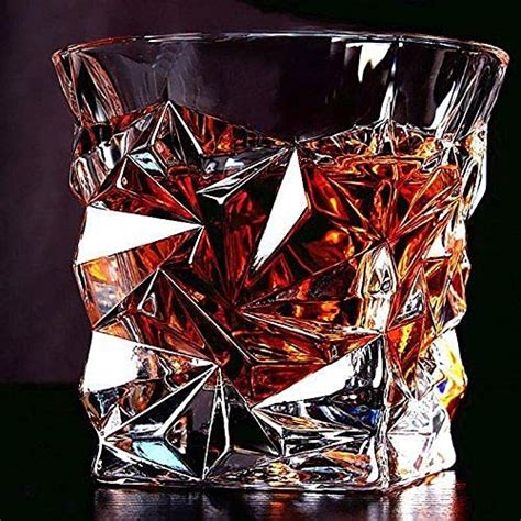 PEMORA Glass Crystal Cut Diamond Imported Whiskey Glasses Set (Wine ...