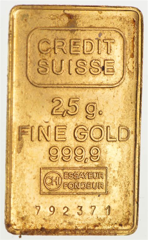 Credit Suisse 2.5 Grams 999.9 Fine Gold Bar | Property Room
