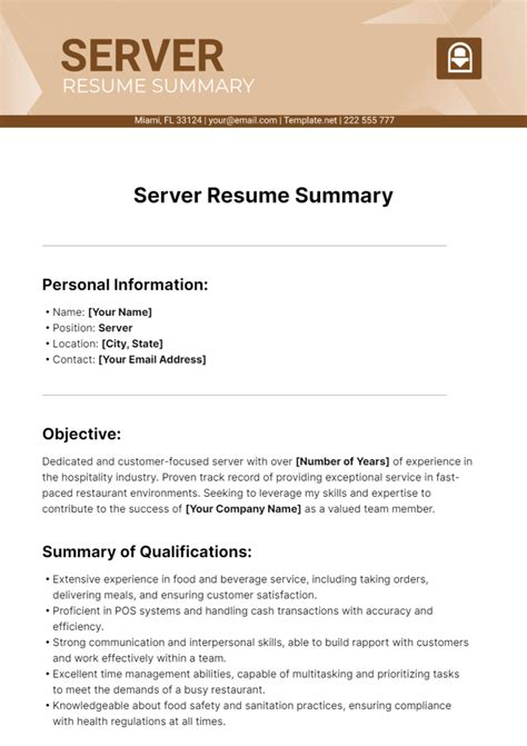 10 Banquet Server Resume Samples - Banquet Server 1556199613 Pdf server resume summary
