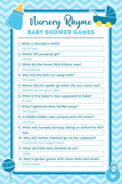 Free Baby Shower Games With Answers Printable