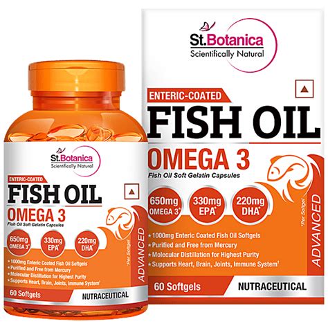Buy StBotanica Fish Oil 1000mg Softgels - Advanced Double Strength ...